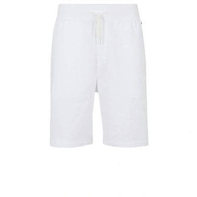 Hugo Boss Embossed-logo Cotton Shorts In White