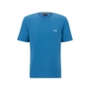 Hugo Boss Cotton-blend Pajama T-shirt With Embroidered Logo In Blue
