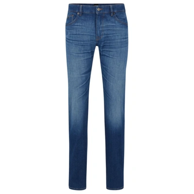 Hugo Boss Regular-fit Jeans In Blue Italian Cashmere-touch Denim In Dark Blue