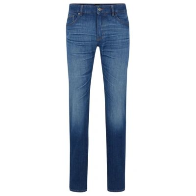 Hugo Boss Regular-fit Jeans In Blue Italian Cashmere-touch Denim