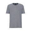 Hugo Boss Pure-linen Regular-fit T-shirt With Horizontal Stripe In Blue