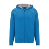 Hugo Boss Logo-embroidered Hooded Loungewear Jacket In Stretch Cotton In Blue