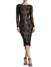 Dress The Population Emery Dress In Black/nude In Black