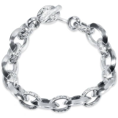 Pompeii3 Men's Designed Link 14k Gold (64gram) Or Platinum (103gram) 13.5mm Bracelet 8.5" In Silver