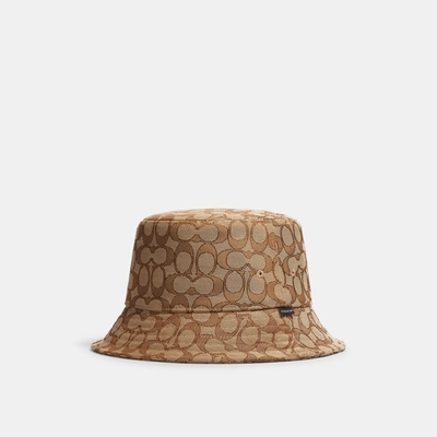 Coach Outlet Signature Jacquard Bucket Hat In Green