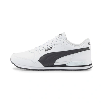 Puma St Runner V4 Leather Men's Sneakers In White- Black-cast Iron