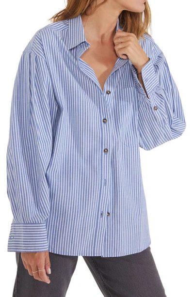 Etica Mallory Stripe Pleat-sleeve Shirt In Salute Stripe