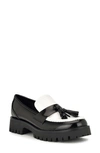 Nine West Garry Platform Tassel Loafer In Black/ White