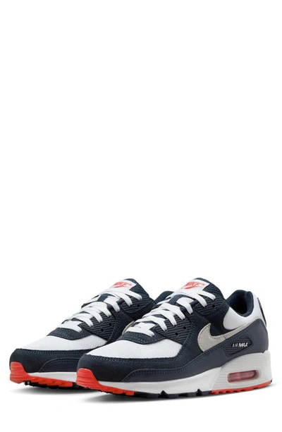 Nike Air Max 90 Sneaker In Obsidian/pure Platinum/white/track Red
