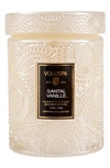 Voluspa Santal Vanille Mini Tall Embossed Glass Jar Candle With Lid In Santal Vanille Jar