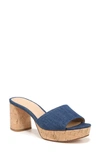 Veronica Beard Dali Block-heel Sandal In Mountain Blue/ Natural
