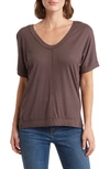 HEATHER BY BORDEAUX RIBBED SCOOP NECK T-SHIRT