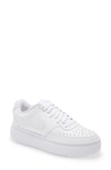 Nike Court Vision Alta Leather Platform Sneakers In Triple White In White/white