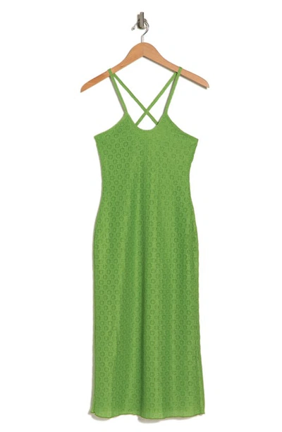 Topshop Lace Halter Midi Dress In Green