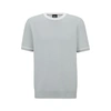 Hugo Boss Structured-cotton Regular-fit Sweater With Contrast Tipping In Light Grey