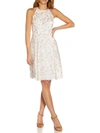 ADRIANNA PAPELL WOMENS EMBROIDERED MINI FIT & FLARE DRESS