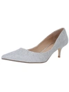 Jewel Badgley Mischka Royalty Womens Kitten Slip On Pumps In Silver