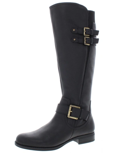 Naturalizer Jessie Womens Leather Wide Calf Riding Boots In Black
