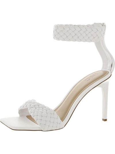 Inc Adalie Womens Leather Ankle Strap Heels In White