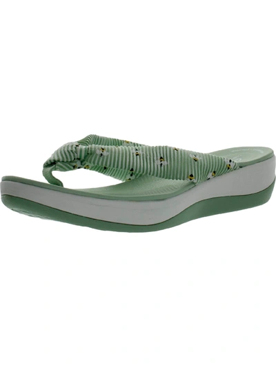 Cloudsteppers By Clarks Arla Glison Womens Printed Flip Flop Thong Sandals In Green