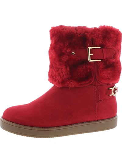 Gbg Los Angeles Aleya Womens Faux Suede Cold Weather Ankle Boots In Red