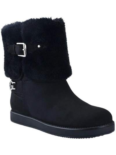 Gbg Los Angeles Aleya Womens Faux Suede Cold Weather Ankle Boots In Black