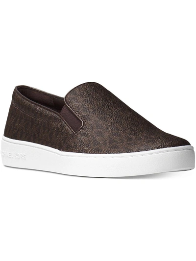 Michael Michael Kors Keaton Slip On Womens Faux Leather Slip On Casual And Fashion Sneakers In Brown