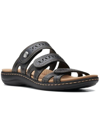 Clarks Laurieann Dee Womens Leather Comfort Flat Sandals In Black Leather