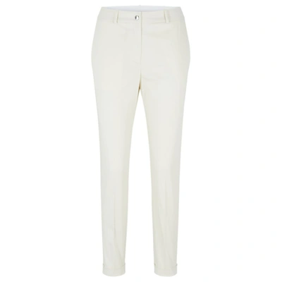 Hugo Boss Regular-fit Trousers In Stretch-cotton Twill In White