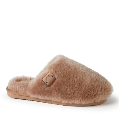 Dearfoams Fireside By  Women's Shelly Beach Genuine Shearling Scuff Slippers In White