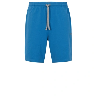 Hugo Boss Stretch-cotton Shorts With Embroidered Logo In Blue