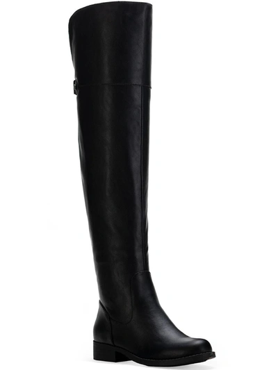 SUN + STONE WOMENS FAUX LEATHER WIDE CALF OVER-THE-KNEE BOOTS