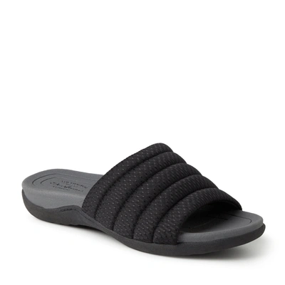 Dearfoams Womens Low Foam Slide Sandal In Black