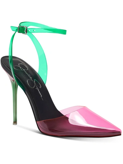 Jessica Simpson Pirrie Womens Man Made Pointed Toe Heels In Clear Pink Combo