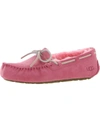 Ugg Dakota Womens Suede Shearling Lined Moccasin Slippers In Pink
