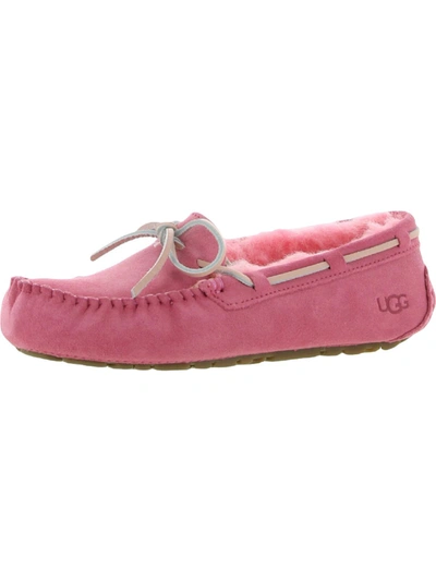 Ugg Dakota Womens Suede Shearling Lined Moccasin Slippers In Pink