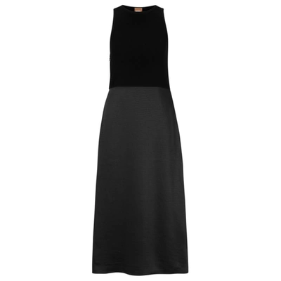 Hugo Boss Slim-fit Sleeveless Dress In Tonal Fabrics In Black