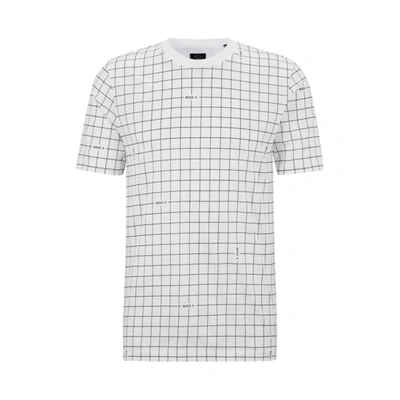 Hugo Boss Cotton-jersey T-shirt With Logo-grid Print In White