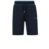 Hugo Boss Embroidered-logo Loungewear Shorts In Cotton-blend Piqu In Blue