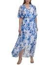 JESSICA HOWARD Plus Womens Floral Chiffon Maxi Dress