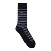 Hugo Boss Regular-length Striped Socks In A Mercerized Cotton Blend In Blue
