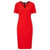 Hugo Boss V-neck Business Dress With Short Sleeves In Red