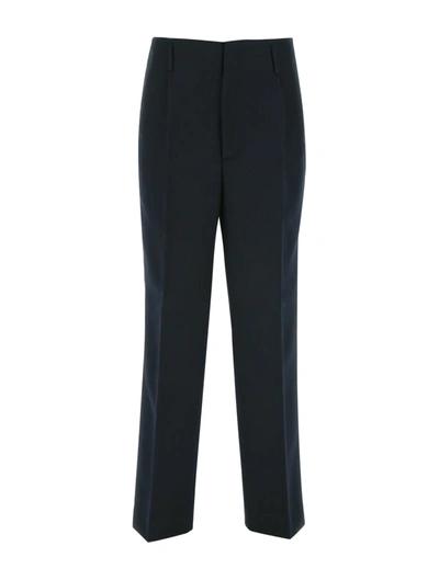 Golden Goose Golden M`s Wide Legs Pants Compact Gabardine Wool In Blue