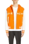 GIVENCHY GIVENCHY MIXED MEDIA LOGO WOOL BLEND VARSITY JACKET