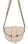 Strathberry Crescent Saddle Leather Crossbody Bag In Oat