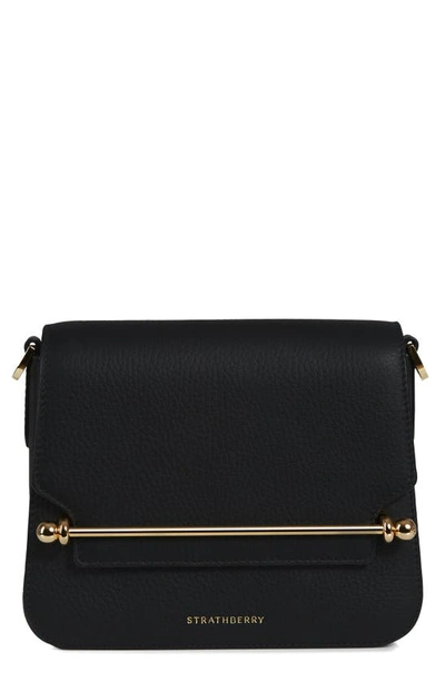 Strathberry Ace Mini Croc-embossed Crossbody Bag In Black