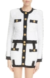 BALMAIN COLORBLOCKED TWEED KNIT JACKET