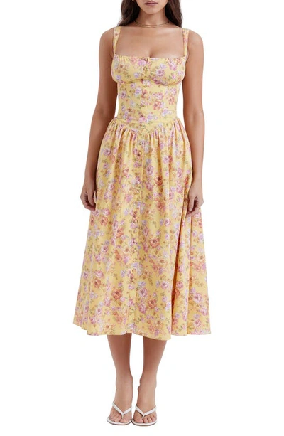 House Of Cb Womens Butter Print Tatiana Floral-print Cotton-blend Midi Dress