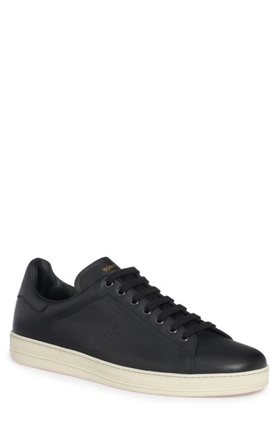 Tom Ford Warwick Logo Perforated Low-top Sneakers In Black