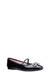 Nina Kids' Wyny Rhinestone Bow Flat In Black Pat